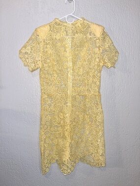 Feminine Yellow Lace Mini Dress